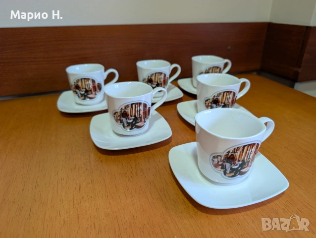 Сервиз за кафе и чай, 6 чаши и чинийки, 230 ml, елегантен дизайн, отлично състояние, снимка 2 - Сервизи - 54623121