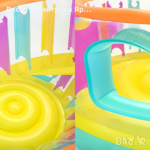Надуваем детски батут Ø180 см с предпазни стени – За вътрешна и външна употреба, до 85 кг, снимка 6 - Градински мебели, декорация  - 54933774