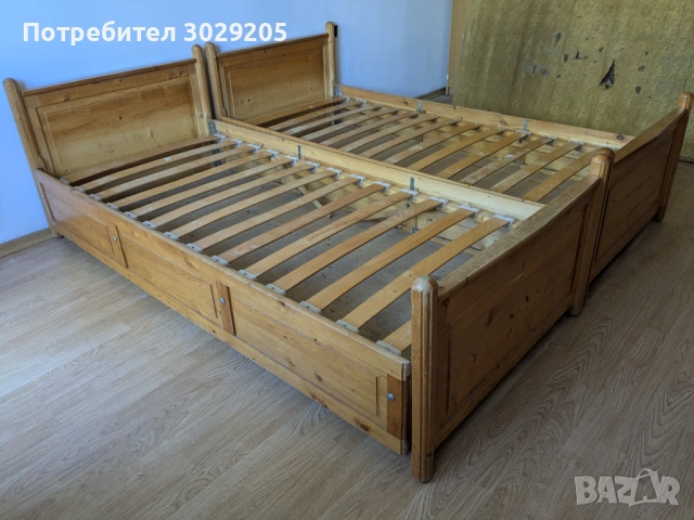 Две легла от масив за матраци 190/80 см, снимка 2 - Спални и легла - 54849452