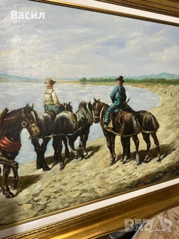 Огромна Картина масло, снимка 13 - Антикварни и старинни предмети - 54230236