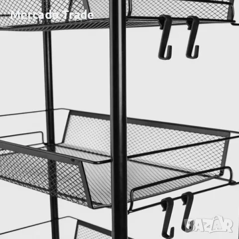 Органайзер - етажерка на колела Mercado Trade, 3 нива, Метал, Черна, снимка 4 - Органайзери - 55702610