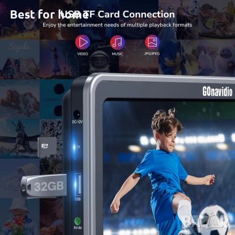 GOnavidio 10.1" двоен DVD плейър за кола за деца с HDMI вход, 2 слушалки, монтажна скоба, снимка 6 - Друга електроника - 54192053