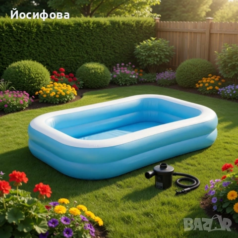 Надуваем семеен басейн 200x150 см + ЕЛЕКТРИЧЕСКА ПОМПА 🎁