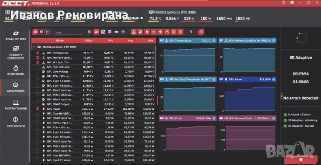 Видео карта Gainward Phoenix RTX 3080 10GB GDDR6X Nvidia GeForce, снимка 7 - Видеокарти - 54884061