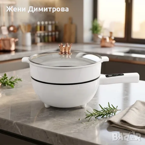 Многофункционален електрически тиган 4 л - С незалепващо покритие и стъклен капак, снимка 3 - Съдове за готвене - 55545794