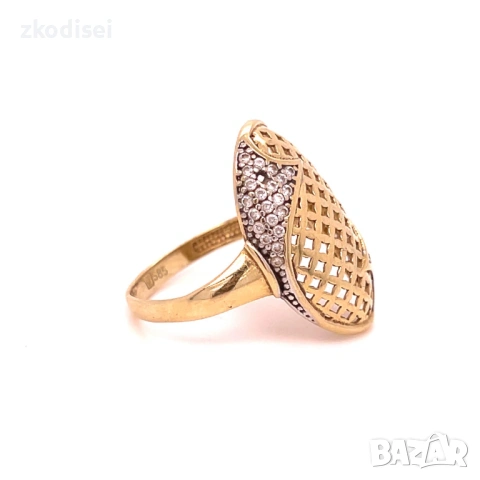 Златен дамски пръстен 2,59гр. размер:56 14кр. проба:585 модел:38006-5, снимка 3 - Пръстени - 54074328