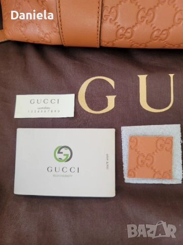 Оригинална дамска кожена чанта Gucci Bamboo Guccissima със сертификат, снимка 2 - Чанти - 54793442