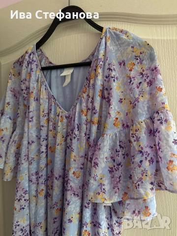 🌸 H&M ефирна елегантна ежеднивна  рокля нова шифон лилава люлякова , снимка 2 - Рокли - 54148961