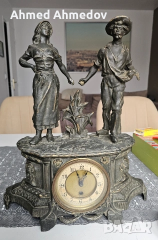 Антикварен каминен часовник, снимка 2 - Антикварни и старинни предмети - 54610228