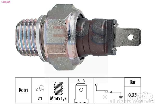 Датчик масло за RENAULT,OPEL,FIAT -86г. № 1.800.006