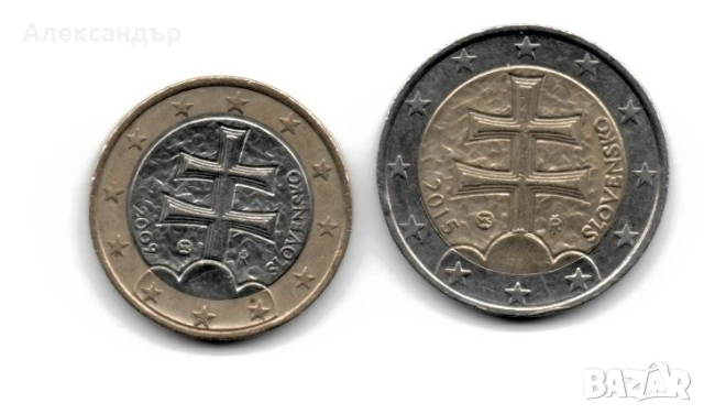 Словакия 1 евро 2009 + 2 евро 2015