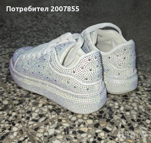 Дамски маратонки с кристали обърната еко кожа , снимка 8 - Маратонки - 54479298