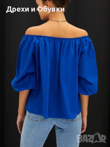 Синя лятна блуза памучна материя , снимка 7 - Туники - 54138675