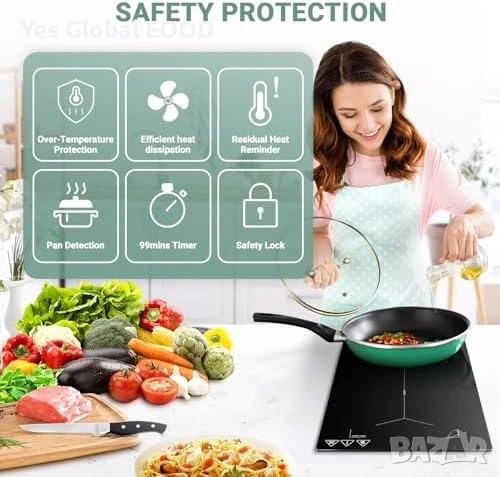 AMZCHEF индукционен плот 2 зони 3300W Flex Zone, снимка 6 - Котлони - 54761998