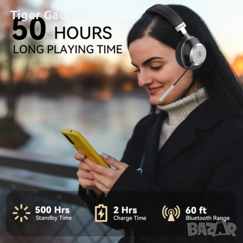 Безжична Bluetooth слушалка с микрофон Wantek WK882BT, USB Dongle, снимка 6 - Bluetooth слушалки - 54854133