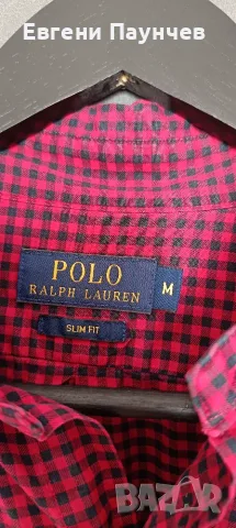 Polo Ralph Lauren мъжка риза в размер M в червен цвят каре, снимка 4 - Ризи - 55393058