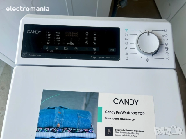 пералня с горно зареждане Candy ProWash 500 SpeedDrive TCAS284TM4-S 8кг, снимка 5 - Перални - 53980231