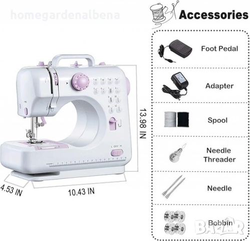 Мини шевна машина 12 вида шева – зигзаг, цип, копчета, вградена светлина, 12м гаранция, снимка 7 - Шевни машини - 54108869