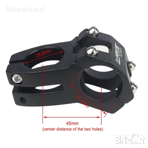 MTB велосипед, 45 мм, алуминиева сплав, късо кормило, 0 градуса НОВА