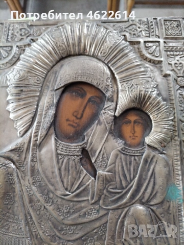 СТАРА РУСКА ИКОНА С ОБКОВ РИСУВАНА , снимка 2 - Антикварни и старинни предмети - 54835596