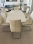 Modern white extendable dining table & 8 cream dining chairs , снимка 1