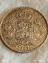 Сребърна монета 5 франка 1869г. Белгия крал Леополд втори 40523, снимка 1