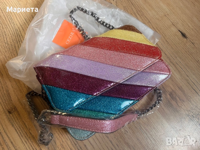 Нова дамска парти чанта Чанта за дискотека Многоцветна дамска чанта с дълга дръжка, снимка 8 - Чанти - 54766249