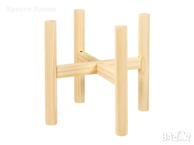 Кашпа със стойка Саксия с дървена стойка Сива Бяла, снимка 5 - Декорация за дома - 54060014