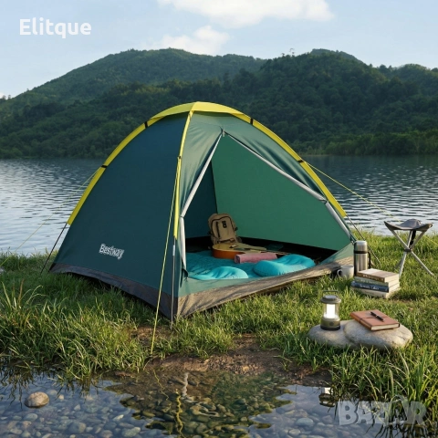 Двуместна лека къмпинг палатка с комарник и чанта за пренасяне, 205x145x100см, снимка 3 - Палатки - 54196027