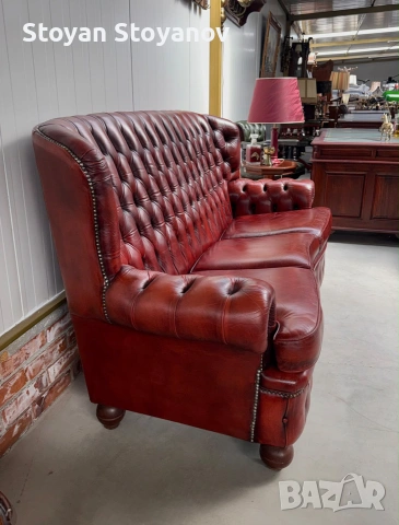 Chesterfield/Честърфилд Класически кожен диван – Бордо, снимка 13 - Дивани и мека мебел - 55281594