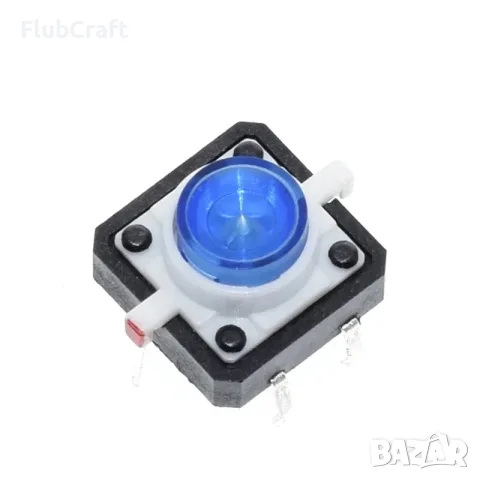 Микробутон TACT, 12x12x7.3mm, 2 позиции, 0.05A/12VDC, OFF-(ON), THT Различни Цветове