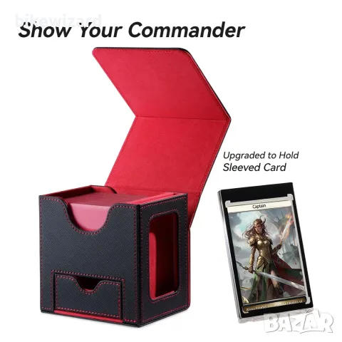 MTG Commander Deck Box  дизайн за 100 карти с двоен ръкав – черно/червено, снимка 5 - Други стоки за дома - 55328086