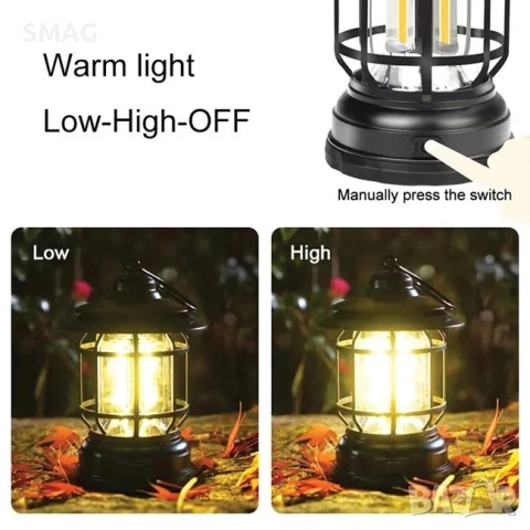 Фенер 3 LED COB 9.6x9.6x16.6cm_1223918, снимка 4 - Къмпинг осветление - 54514813