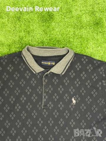 Ralph Lauren | Casual Luxury | Мъжка тениска с яка | Размер: 3XL | Черно и сиво | Като нова, снимка 3 - Тениски - 54744483