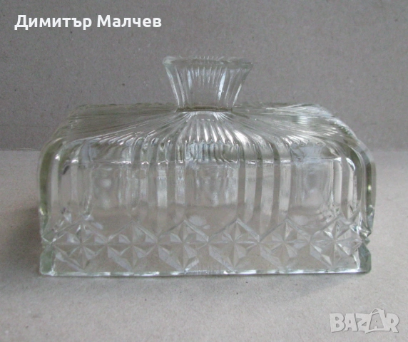 Стъклен капак от старинна масленица 17/11/10 см, отличен, снимка 4 - Антикварни и старинни предмети - 54736785
