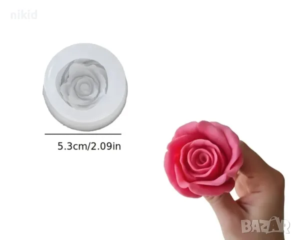 2 вид 3D роза силиконов молд форма фондан шоколад гипс смола свещ декор украса, снимка 5 - Форми - 53577368