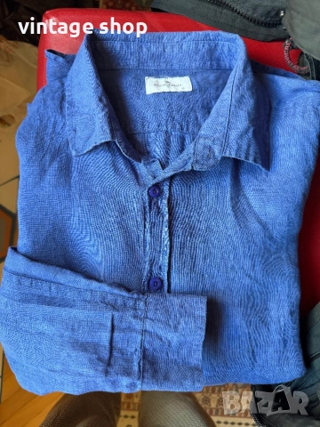 Тъмносиня ленена мъжка риза Richmond, размер 