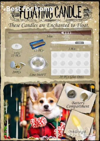 Плаващи свещи с пръчка, 12 бр. магически висящи свещи с 13 AAA батерии, снимка 2 - Декорация за дома - 54147919