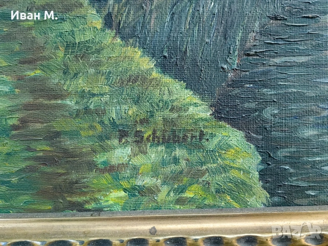 стара маслена картина върху платно с дървена рамка , снимка 5 - Антикварни и старинни предмети - 54638577