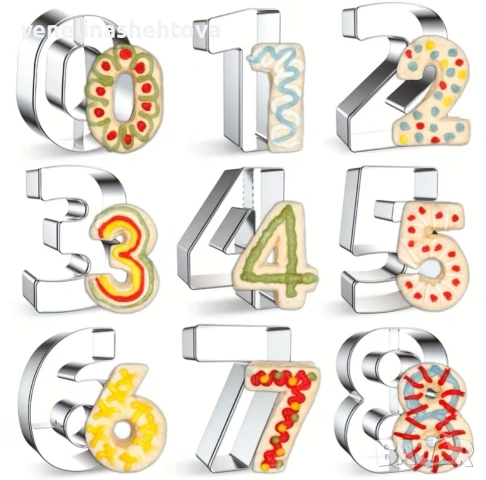 Цифри числа 0-9 7.5см. метални резци резец тесто бисквитки фондан декорация торта 