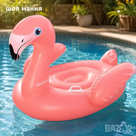 Надуваем дюшек фламинго за деца, 138 x 107 см, до 45кг, 3+ годишни