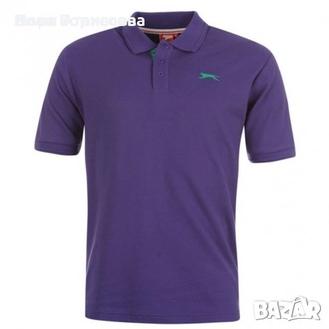 Мъжка блуза"Slazenger" в лилаво с класическа яка и къси ръкави, снимка 2 - Тениски - 54544154