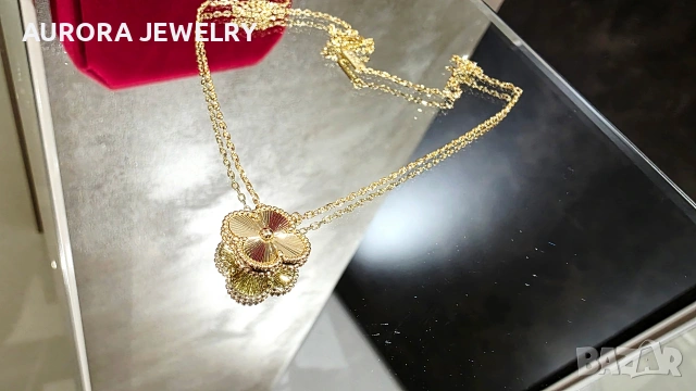 Van Cleef & Arpels VCA Gold Clear Vintage Alhambra Clover Дамско Колие, снимка 5 - Колиета, медальони, синджири - 54603024