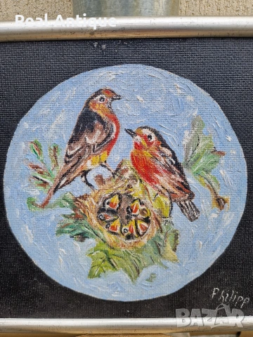 Страхотна антикварна авторска картина масло върху фазер , снимка 6 - Картини - 54213943