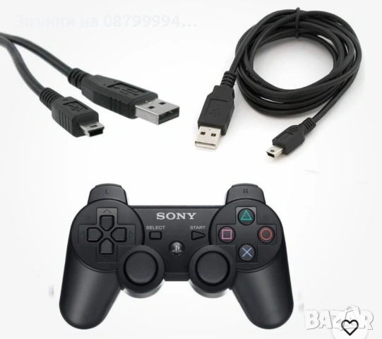 Кабел за зареждане джойстик SONY PS3,PS4,PS5 Playstation4 контролер controller 2 метра, снимка 3 - Аксесоари - 37125576