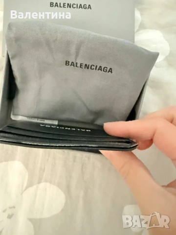 Balenciaga калъф за карти (визитник), черна кожа