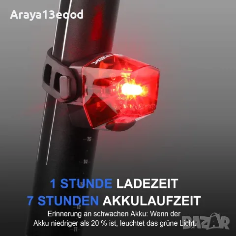 Toptrek USB акумулаторни светлини за велосипед – предна и задна, StVZO, 70 Lux, USB-C, снимка 7 - Аксесоари за велосипеди - 55623265