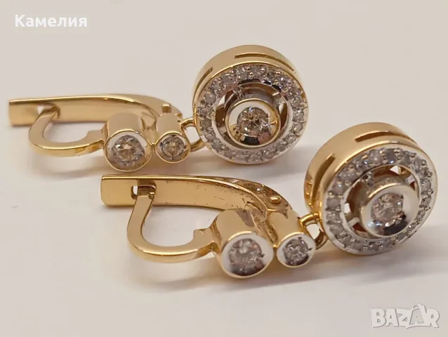 Златни обеци с брилианти. , снимка 5 - Обеци - 55545248