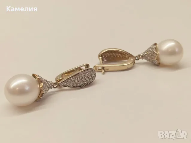 Руско злато. Обеци с брилианти. , снимка 5 - Обеци - 55299565