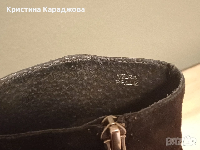 Боти от велур с ток, снимка 3 - Дамски обувки на ток - 54922176